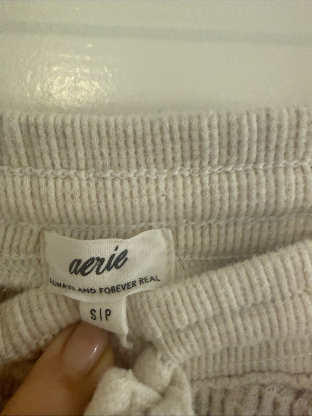 AERIE waffle knit wide leg oatmeal S - Picture 6 of 11